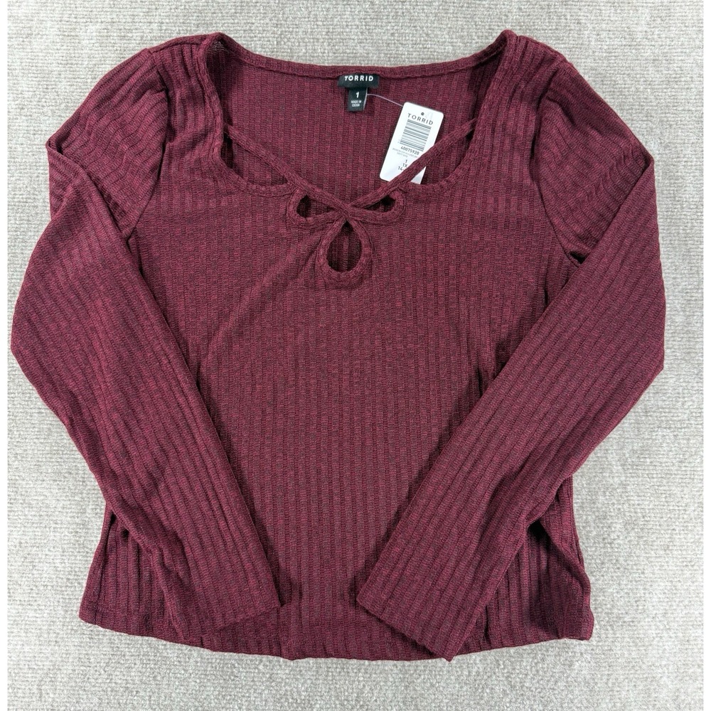TORRID Women's Burgundy Ribbed Top